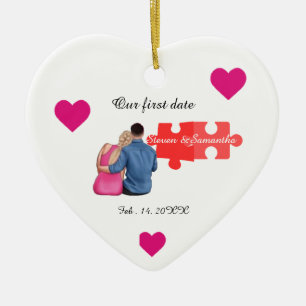 Ornamento De Cerâmica Encontrei Minha Peça Faltando Casal primeiro dia