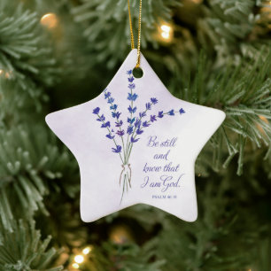 Ornamento De Cerâmica Encorajamento Cristão Lavanda com Escritura 