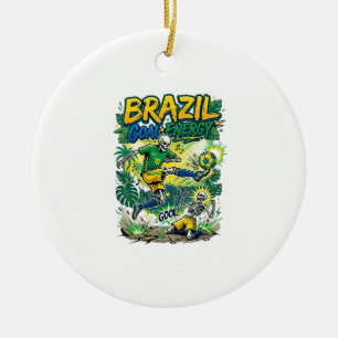 Ornamento De Cerâmica Energia do Gol do Brasil Esqueleto Atacante Nações
