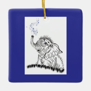 Ornamento De Cerâmica Energia Elefante