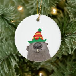 Ornamento De Cerâmica Enfeição de árvores de Natal em marmota e cerâmica