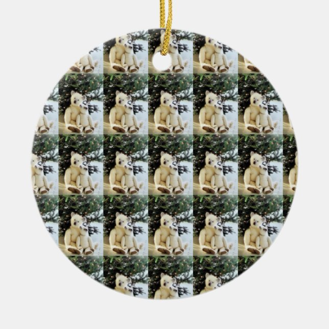 ORNAMENTO DE CERÂMICA *ENFEITES DE NATAL ANTÍQUICO TEDDY BEARS* (Frente)