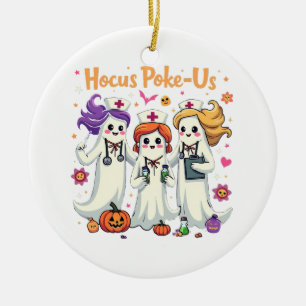 Ornamento De Cerâmica Enfermagem de Spoke, Fantasma de Halloween Spooky