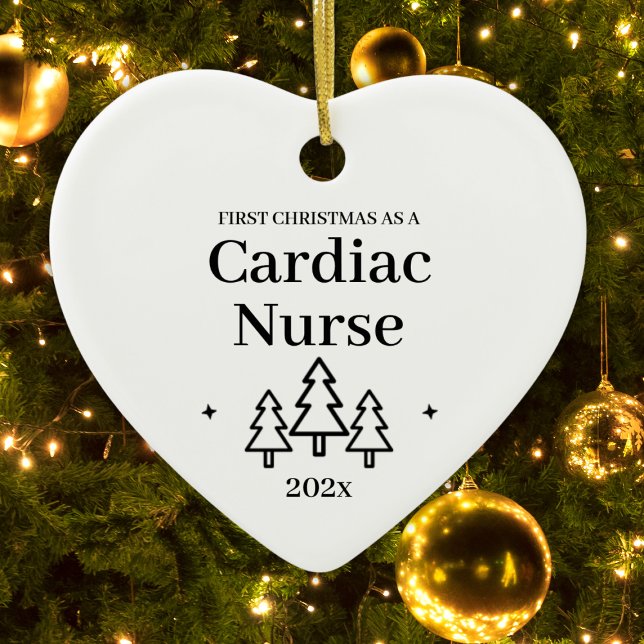 Ornamento De Cerâmica Enfermeira Cardíaca Primeiro Natal (Cardiac Nurse First Christmas Ceramic Ornament
)