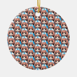Ornamento De Cerâmica Enfermeira Chibi Cute - saúde, animação, medicina