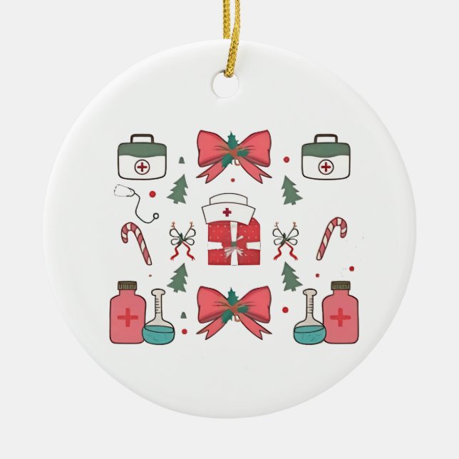 Ornamento De Cerâmica Enfermeira Coquette Arco Enfermeira Personalizada  (Frente)