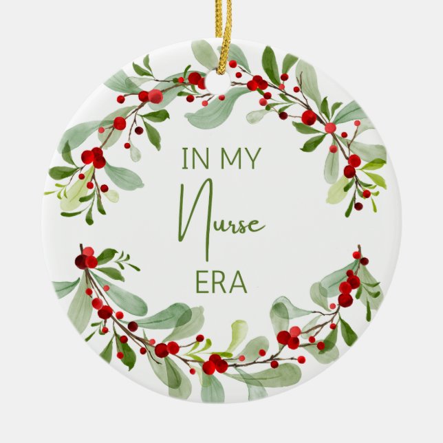 Ornamento De Cerâmica Enfermeira de Natal (Frente)