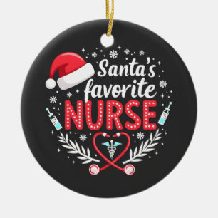 Ornamento De Cerâmica Enfermeira de Natal favorita dos papais noeis