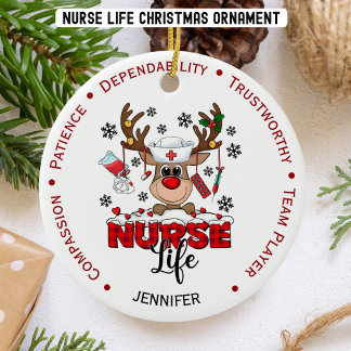 Ornamento De Cerâmica Enfermeira de Natal Fofo Personalizada