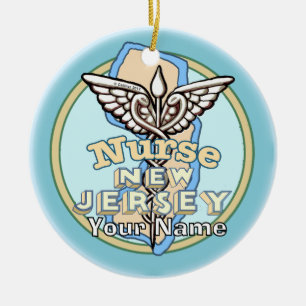 Ornamento De Cerâmica Enfermeira de Nova Jersey Caduceu 