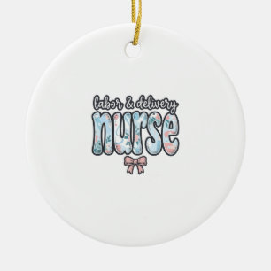Ornamento De Cerâmica Enfermeira de Trabalho e Parto Camisa Floral Vinta