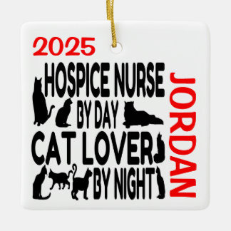 Ornamento De Cerâmica Enfermeira do hospital ama gatos como PERSONALIZAD