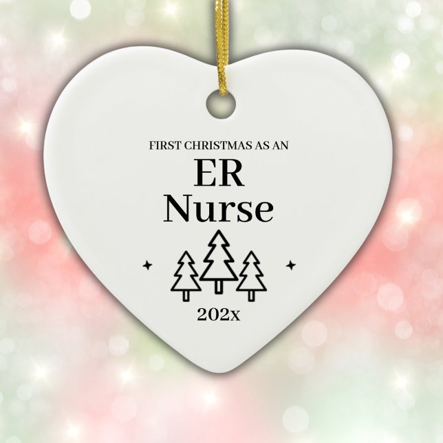 Ornamento De Cerâmica Enfermeira ER 2024 Primeira Ornação de Natal (ER Nurse 2024 First Christmas Ornament
)