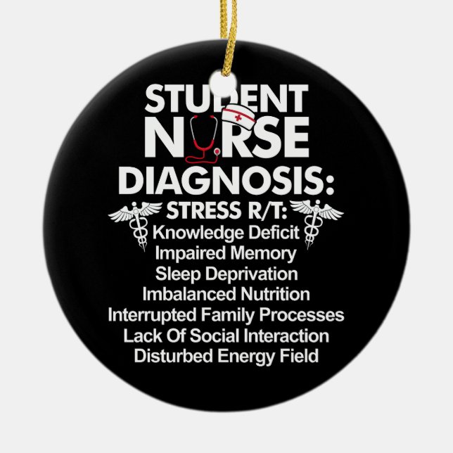 Ornamento De Cerâmica Enfermeira Estudante Diagnóstico Enfermando Estuda (Frente)