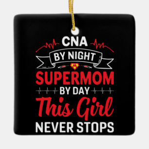 Ornamento De Cerâmica Enfermeira Gift CNA Por Noite Supermãe