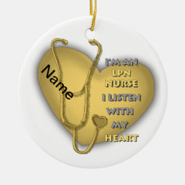 Ornamento De Cerâmica Enfermeira LPN Coração Amarelo