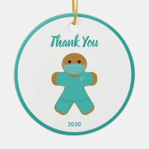 Ornamento De Cerâmica Enfermeira Médica Gingerbread Doutor Obrigado