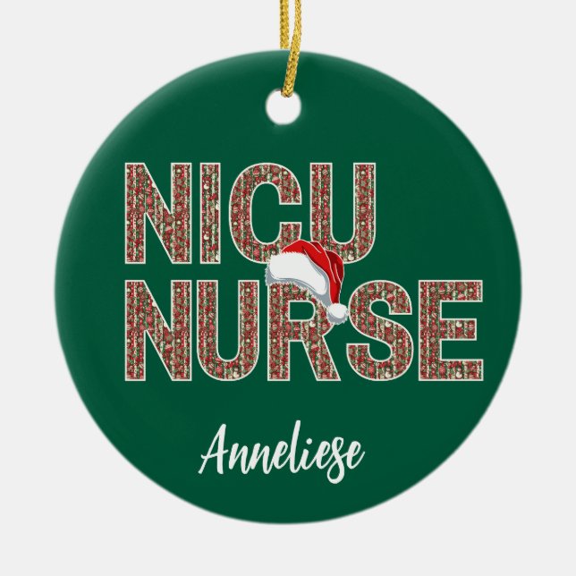 Ornamento De Cerâmica Enfermeira NICU Personalizada Enfermeira Natal Cha (Frente)