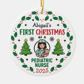 Ornamento De Cerâmica Enfermeira Pediátrica Primeira Árvore de Natal Per