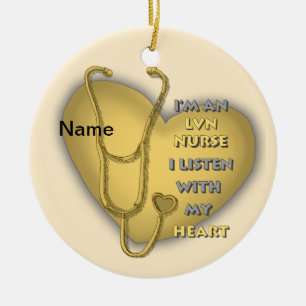 Ornamento De Cerâmica Enfermeira personalizada de Enfermeira LVN Amarela