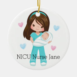 Ornamento De Cerâmica Enfermeira personalizada de NICU que guardara o