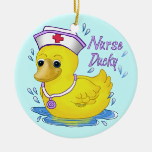 Ornamento De Cerâmica Enfermeira Personalizada Ducky