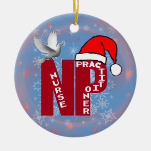ORNAMENTO DE CERÂMICA ENFERMEIRA PRACTIONER DO CHAPÉU DO PAPAI NOEL DOS