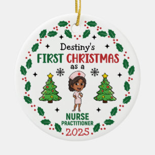 Ornamento De Cerâmica Enfermeira Praticante Primeiro Natal Nome Personal
