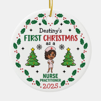 Ornamento De Cerâmica Enfermeira Praticante Primeiro Natal Nome Personal