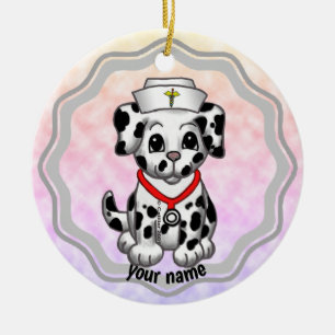 Ornamento De Cerâmica Enfermeiro-cão