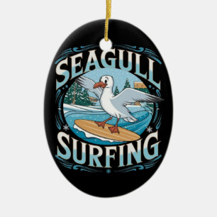 Ornamento De Cerâmica Enfermeiro de inverno, surf de gaivota, gaivota T