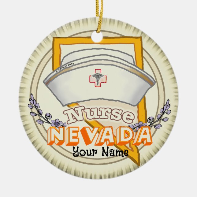 Ornamento De Cerâmica Enfermeiro de Nevada (Frente)