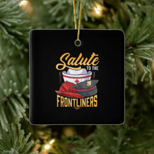 Ornamento De Cerâmica Enfermeiro Enfermeiro Frontliner da Polícia Engraç