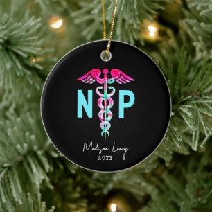 Ornamento De Cerâmica Enfermeiro NNP Na moda Pink Personalizado