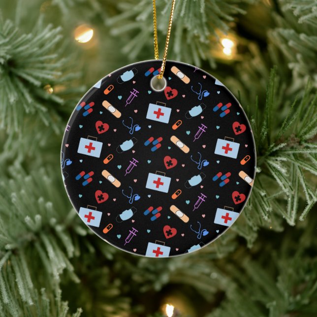 Ornamento De Cerâmica Enfermeiro Nurse Estudante | Padrão Médico (Árvore)