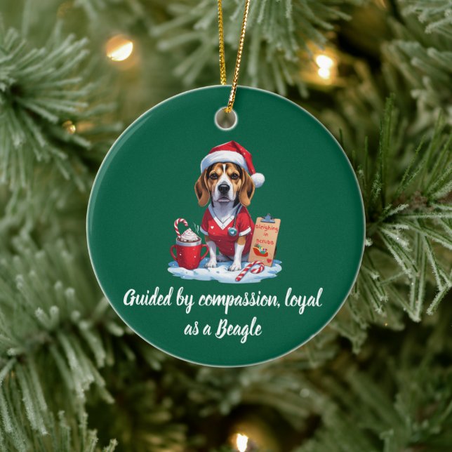 Ornamento De Cerâmica Enfermeiro Personalizado Cão Sobrevoado Natal (Árvore)