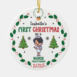 Ornamento De Cerâmica Enfermeiro Personalizado Primeiro Natal