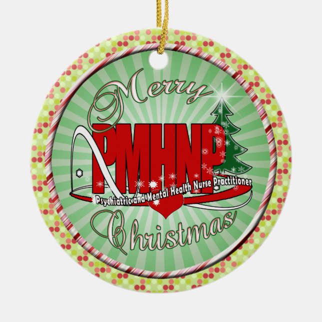 Ornamento De Cerâmica Enfermeiro Psiquiátrico de Saúde Mental PMHNP CHRI (Frente)