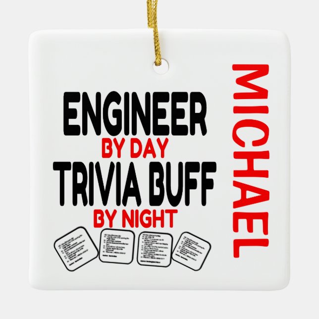 Ornamento De Cerâmica Engenheiro ama reproduzindo trivia PERSONALIZADA (Frente)
