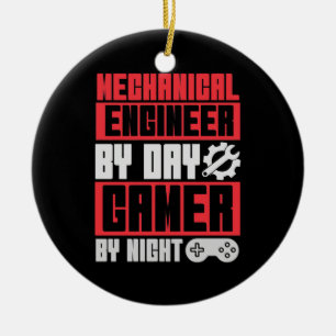 Ornamento De Cerâmica Engenheiro Por Dia De Jogador À Noite