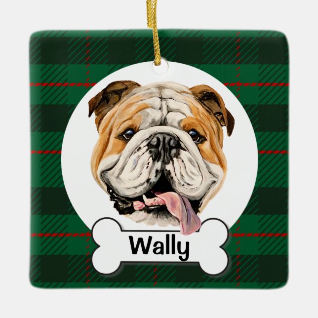 Ornamento De Cerâmica English Bulldog Ornament (Frente)