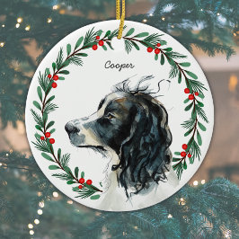 Ornamento De Cerâmica English Springer Spaniel Nome Personalizado Natal