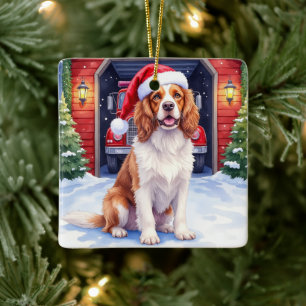 Ornamento De Cerâmica English Springer Spaniel Quartel de Bombeiros Papa