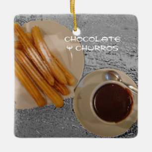 Ornamento De Cerâmica Engodo Churros de Caliente do chocolate
