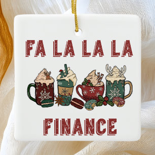 Ornamento De Cerâmica Engraçada, Festiva Vermelha e Finanças de Natal Ve