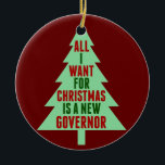 Ornamento De Cerâmica Engraçado Anti-Governador Abbott Árvore de Natal<br><div class="desc">Um Enfeites de natal anti-Greg Abbott engraçado para pessoas que querem despejar o governador do Texas porque se opõem a tudo o que ele representa. Ponha um democrata debaixo da árvore de Natal e terei um feliz feriado. Resistam ao enfeite do humor para pessoas lutando contra SB 8.</div>