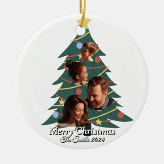 Ornamento De Cerâmica Engraçado, Bonito, Foto da Família ModernaOrnament