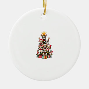 Ornamento De Cerâmica Engraçado Buldogue Francês Árvore de Natal Santa H