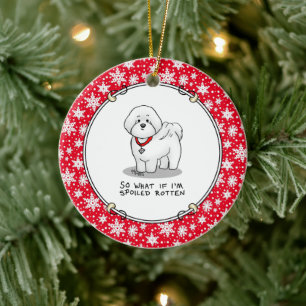 Ornamento De Cerâmica Engraçado Cachorro Vermelho Rotten Bichon - Bonit