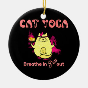Ornamento De Cerâmica Engraçado Cat Yoga